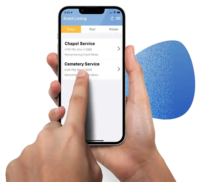 Two iPhones displaying the FMNC Anywhere app on their screen. One has a list of mobile events and the other shows the network checker result.